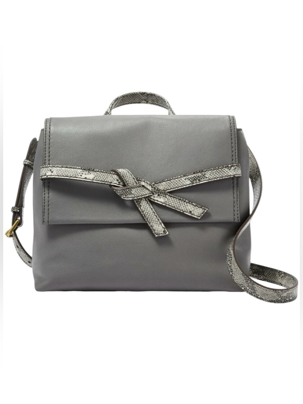 Fossil Willow Phyton women's crossbody gray leather bag